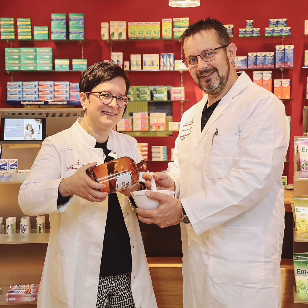 Foto Simone und Daniel Mulfinger Inhaber der Lemberg Apotheke